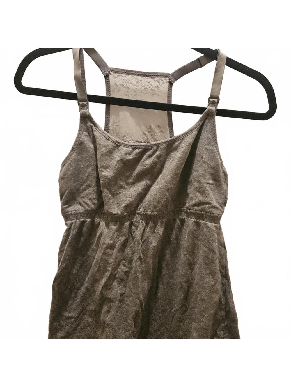 Gray Racerback Maturity Tank Top with Lace Detail, Size Small